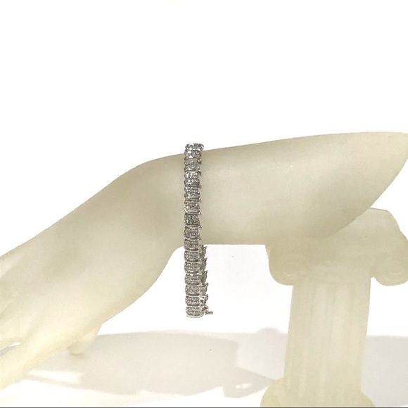 2 Carat Genuine Natural Diamond Tennis S Link Bracelet 10k White gold - Picture 1 of 14